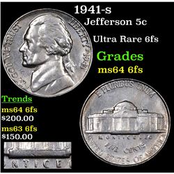 1941-s Jefferson Nickel 5c Grades Choice Unc 6fs