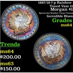 1887/18-7-p Rainbow Toned Vam 11 Morgan Dollar $1 Grades Choice Unc