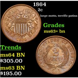 1864 Two Cent Piece 2c Grades Select+ Unc BN