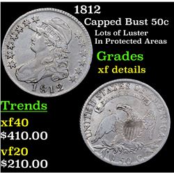 1812 Capped Bust Half Dollar 50c Grades xf details