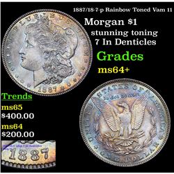 1887/18-7-p Rainbow Toned Vam 11 Morgan Dollar $1 Grades Choice+ Unc