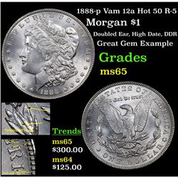 1888-p Vam 12a Hot 50 R-5 Morgan Dollar $1 Grades GEM Unc