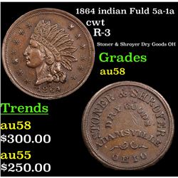 1864 indian Fuld 5a-1a Civil War Token 1c Grades Choice AU/BU Slider