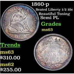 1860-p Seated Liberty Half Dime 1/2 10c Grades Select Unc