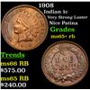 Image 1 : 1908 Indian Cent 1c Grades Gem+ Unc RB