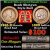 Image 1 : Mixed small cents 1c orig shotgun roll, 1916-d Wheat Cent, 1893 Indian Cent other end