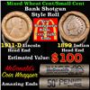 Image 1 : Mixed small cents 1c orig shotgun roll, 1911-d Wheat Cent, 1899 Indian Cent other end