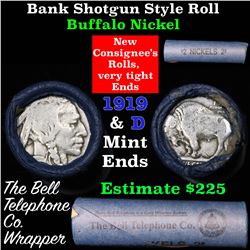 Buffalo Nickel Shotgun Roll in Old Bank Style  'Bell Telephone' Wrapper 1919 & d Mint Ends