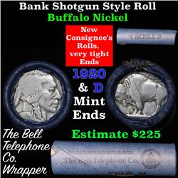Buffalo Nickel Shotgun Roll in Old Bank Style 'Bell Telephone'  Wrapper 1920 & d Mint Ends