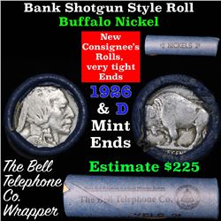 Buffalo Nickel Shotgun Roll in Old Bank Style 'Bell Telephone'  Wrapper 1926 & d Mint Ends