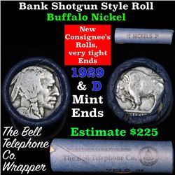 Buffalo Nickel Shotgun Roll in Old Bank Style 'Bell Telephone'  Wrapper 1929 & d Mint Ends