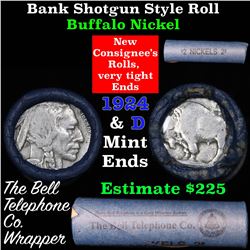 Buffalo Nickel Shotgun Roll in Old Bank Style 'Bell Telephone'  Wrapper 1924 & d Mint Ends