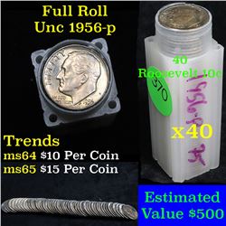 1956-p Roosevelt 10c roll, 50 pieces