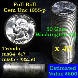 1955-p Washington Quarter 25c roll, 40 pieces