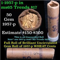 Uncirculated  1957-p Lincoln Cent 1c orig shotgun roll