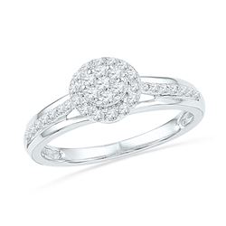 Diamond Flower Cluster Ring 1/3 Cttw 10kt White Gold