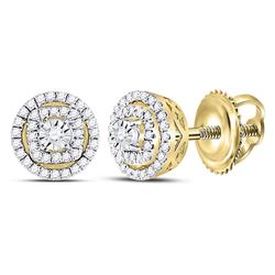 Diamond Circle Frame Stud Earrings 1/4 Cttw 14kt Yellow Gold