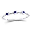 Image 1 : Blue Sapphire 3-Stone Beaded Stackable Band Ring 1/20 Cttw 10kt White Gold