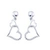 Image 1 : Diamond Linked Hearts Dangle Screwback Earrings 1/10 Cttw 10kt White Gold