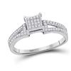 Image 1 : Elevated Diamond Square Cluster Bridal Wedding Engagement Ring 1/6 Cttw 10kt White Gold