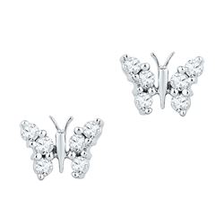 Diamond Butterfly Stud Earrings 1/5 Cttw 10kt White Gold