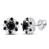 Round Black Color Enhanced Diamond Stud Earrings 1.00 Cttw 10kt White Gold