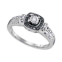Diamond Solitaire Black Color Enhanced Ring 1/5 Cttw 10kt White Gold
