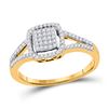 Image 1 : Diamond Square Frame Cluster Split-shank Ring 1/4 Cttw 10kt Yellow Gold