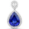 Image 1 : 15.17 ctw Tanzanite & Diamond Pendant 18K White Gold - REF-1696W2M