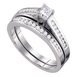 Diamond Bridal Wedding Engagement Ring Band Set 1/2 Cttw 10kt White Gold