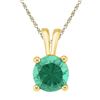 Image 1 : Round Lab-Created Emerald Solitaire Pendant 1-1/3 Cttw 10kt Yellow Gold
