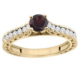 0.90 CTW Garnet & Diamond Ring 14K Yellow Gold - REF-62A5X