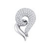 Round Pave-set Diamond Curled Heart Pendant 3/4 Cttw 14kt White Gold