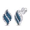 Image 1 : Round Blue Color Enhanced Diamond Cascading Stud Earrings 1/6 Cttw 10kt White Gold