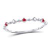Image 1 : Round Ruby Diamond Beaded Stackable Band Ring 1/20 Cttw 10kt White Gold