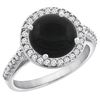 Image 1 : 2.76 CTW Onyx & Diamond Ring 14K White Gold - REF-54Y3V