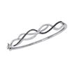 Image 1 : Round Black Color Enhanced Diamond Bangle Bracelet 3/8 Cttw 10kt White Gold