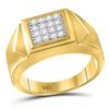 Image 1 : Mens Diamond Square Cluster Faceted Fashion Ring 1/3 Cttw 10kt Yellow Gold