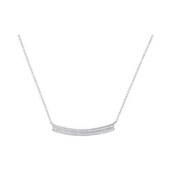Diamond Curved Two-row Bar Pendant Necklace 1/6 Cttw 10kt White Gold