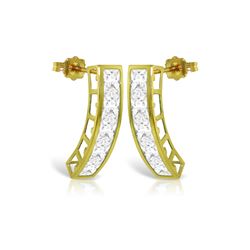 Genuine 4.5 ctw White Topaz Earrings 14KT Yellow Gold - REF-38N5R