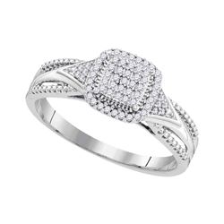 Diamond Square Cluster Bridal Wedding Engagement Ring 1/6 Cttw 10kt White Gold