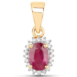 0.62 ctw Ruby & White Diamond Pendant 14K Yellow Gold - REF-19K8T