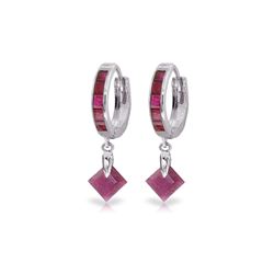 Genuine 3.7 ctw Ruby Earrings 14KT White Gold - REF-60M3T