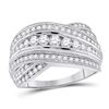 Diamond Fashion Crossover Band Ring 1.00 Cttw 14kt White Gold