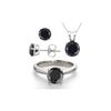 14K White Gold SET 3.20CTW Black Diamond Ring, Earrings, Necklace - REF-199R8X