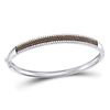 Round Brown Diamond Bangle Bracelet 1-3/8 Cttw 14kt White Gold