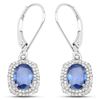 2.36 ctw Sapphire Blue & Diamond Earrings 14K White Gold - REF-95A4M