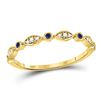 Image 1 : Round Blue Sapphire Diamond Marquise Dot Stackable Band Ring 1/8 Cttw 10kt Yellow Gold