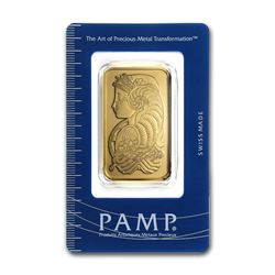 Genuine 1 oz 0.9999 Fine Gold Bar - PAMP Suisse Lady Fortuna