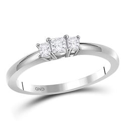 Diamond 3-stone Bridal Wedding Engagement Ring 1/4 Cttw 14kt White Gold